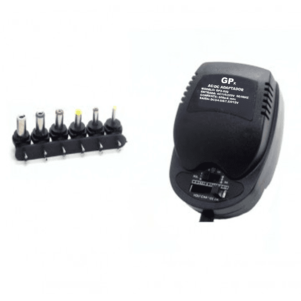 Anúncio: Fonte de Alimentaçao GPX AC/ DC Adaptador GPX-502 Com 6 Conectores / 500Mah / 110-240V 60/50HZ