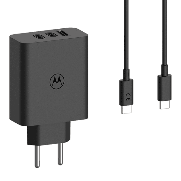 Anúncio: Carregador / Adaptador de Parede Motorola Turbo 200 Duo USB-A / 2X USB-C + Cabo USB-C - USB-C / 1 Metro / 200W - Preto