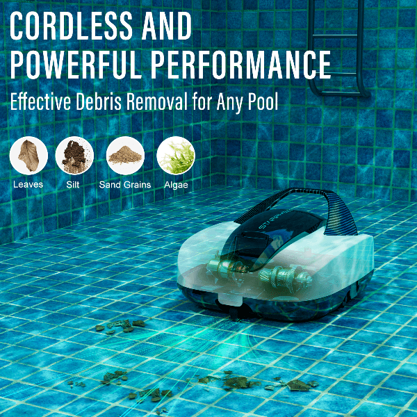Anúncio: Robô Aspirador para limpeza automática de piscinas sem fio com navegação autônoma para piscinas abaixo/acima do solo Bivolt 100-240V
