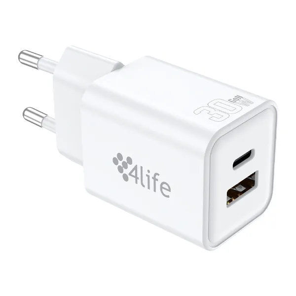 Cabo 4LIFE FL8530ACGW 30W USB-C para USB-C/USB-A Branco