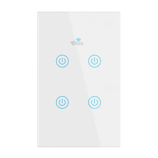 Interruptor Smart de Parede Touch 4LIFE Flbw4 Wifi+rf
