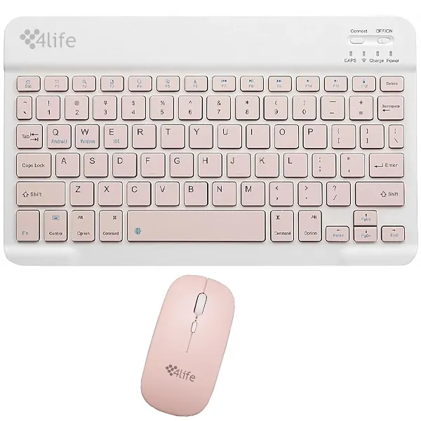 Kit Teclado + Mouse 4LIFE Wireless FL030PK Rosa
