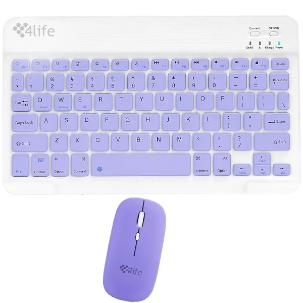 Kit Teclado Mouse 4LIFE Wireless FL030PP Roxo