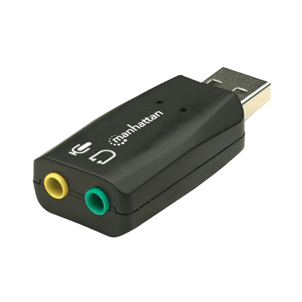Adaptador para Fone + Microfone Manhattan 150859 USB 2.0 5.1 3D Virtual 3.5Mm Preto