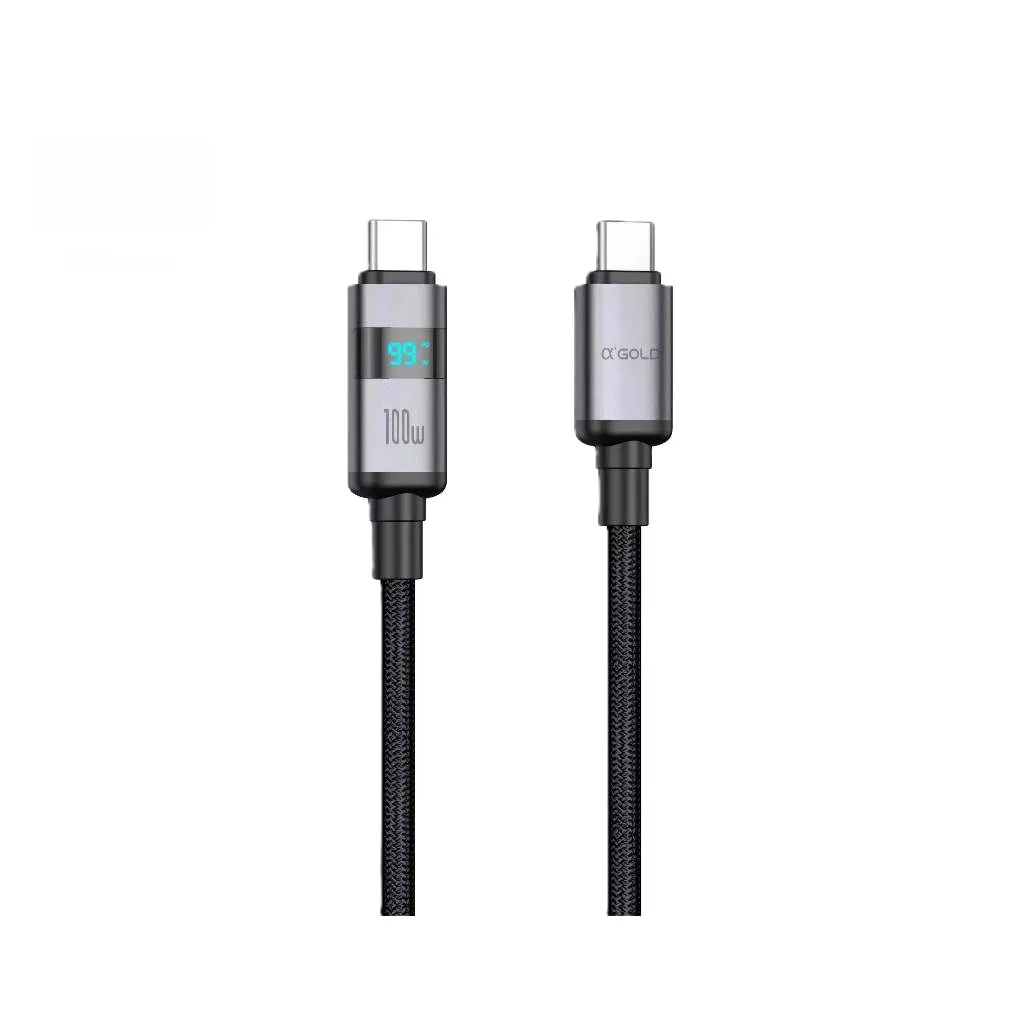 Cabo A'Gold Cb134 Turbo USB-C para USB-C 100W 1M Preto