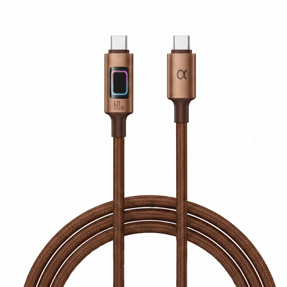 Cabo A'Gold Pro+ Cb139 Turbo USB-C para USB-C 60W 1M Marrom
