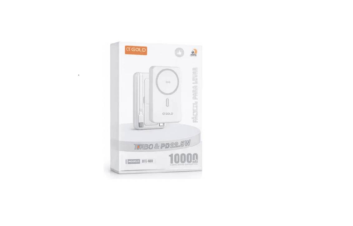 Carregador A'Gold Pro Bte-60B 10000mAh Turbo & Pd 22.5W Branco