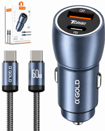 A'gold PRO Cargador CJ13-3 Usb-a/usb-c 60W C/cable Grey