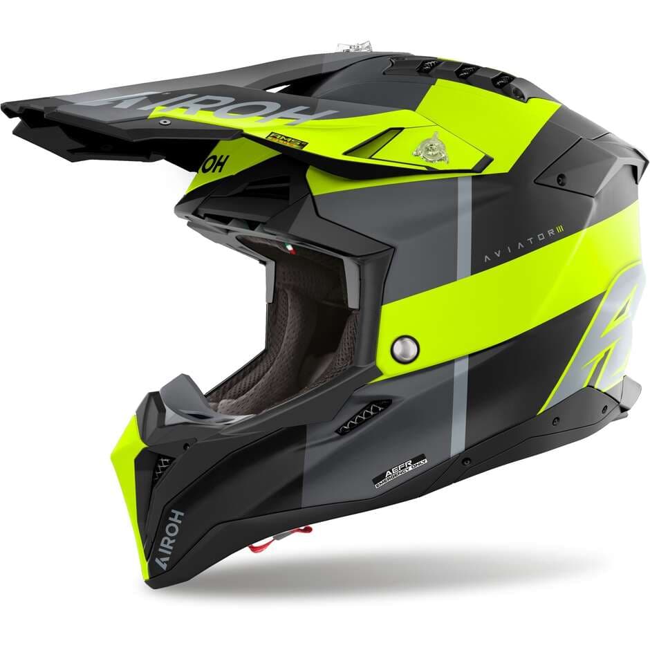 Capacete Airoh Aviator 3 Monarch Azul/Amarelo Brilhante Tamanho L