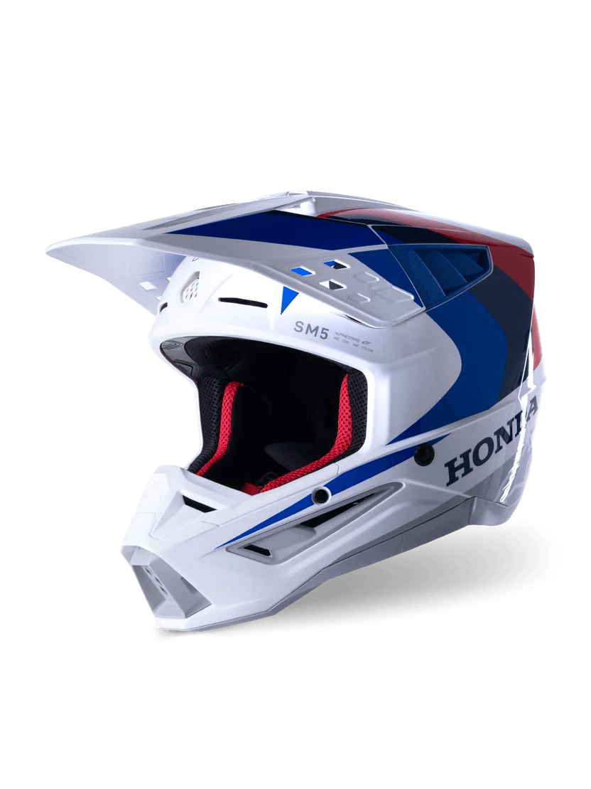 Capacete Alpinestars Honda Sm-5 Branco/Azul/Vermelho/Brilhante Tamanho S