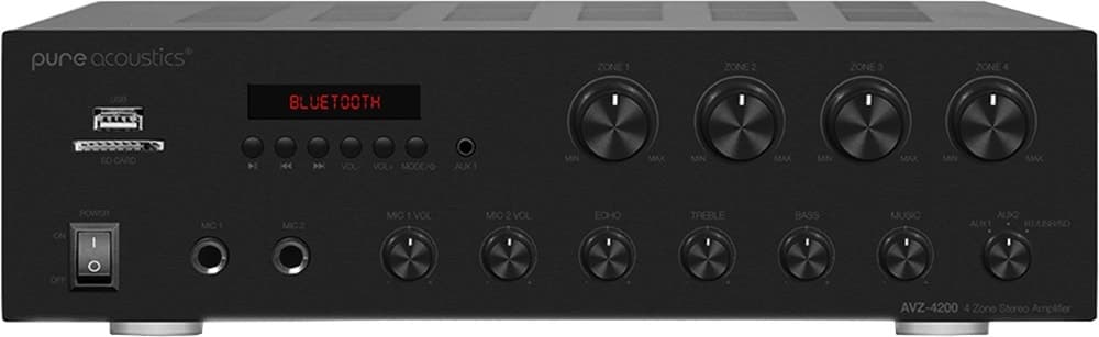 Amplificador Pure Acoustics Avz-4200 4x50W 110V/60Hz Preto