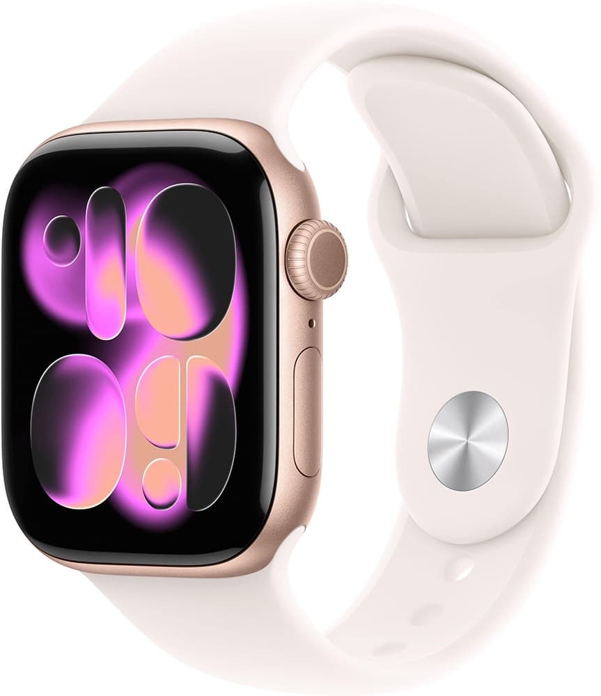 Smartwatch Apple Watch S11 GPS Caixa Alumínio Rosa Dourado 42MM Pulseira Esportiva Blush Claro P/M