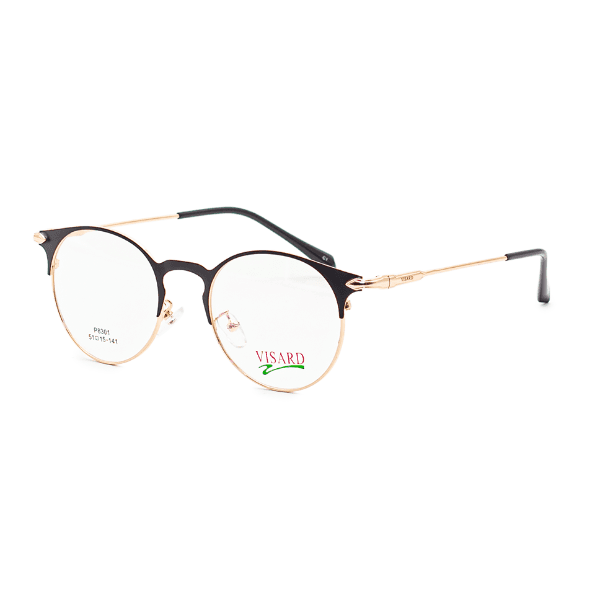 Armação para Óculos de Grau Visard P8301 C1 Tam. 51-15-141MM Preto/Dourado