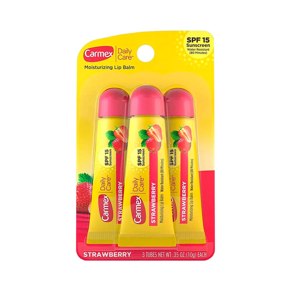 Bálsamo Labial Carmex Daily Care Morango 3 Unidades