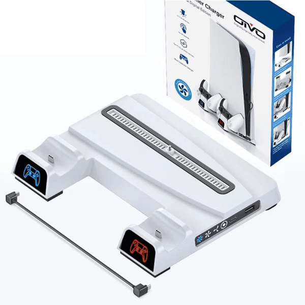 Base Carregadora Oivo Iv-P5241-01 para Ps5 Dual Stand RGB Cooler Branco