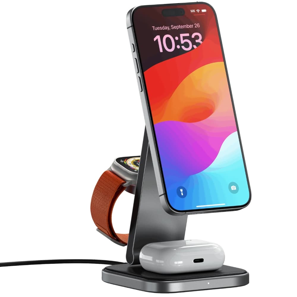 Base de Carregamento Satechi Foldable Qi2 Wireless Charging Stand 3 Em 1