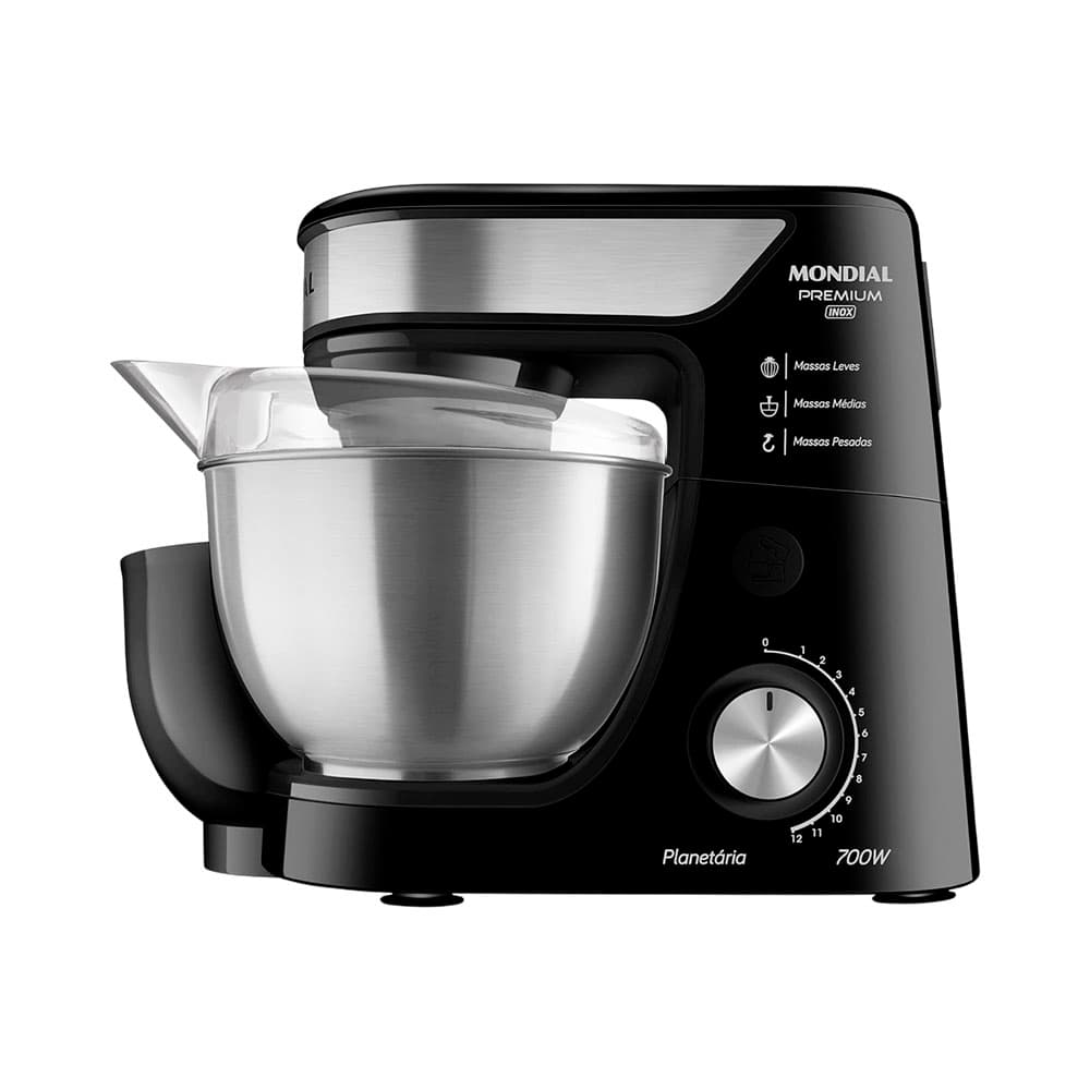 Batedeira Planetária Mondial Premium Inox Bp-02P-B 4.5L 700W 220V Preto/Prata