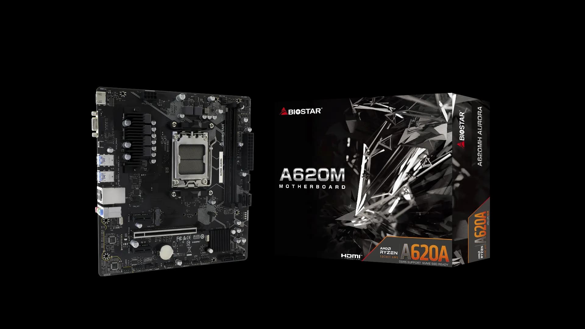 Placa-mãe Biostar A620MH Aurora HDMI/DDR5/PCI 3.0/Uatx