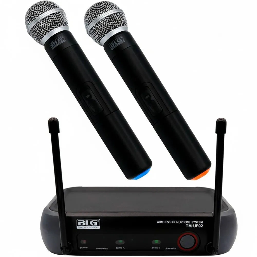 Microfone Sem Fio Blg Tm-Uf02 2MIC/UHF Preto