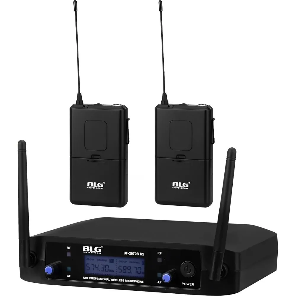 Microfone Sem Fio Blg Uf-2070B K2 4MIC/UHF/5CH Preto