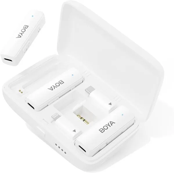 Microfone Boya Boyalink Wireless USB-C/iPhone/3.5mm Branco