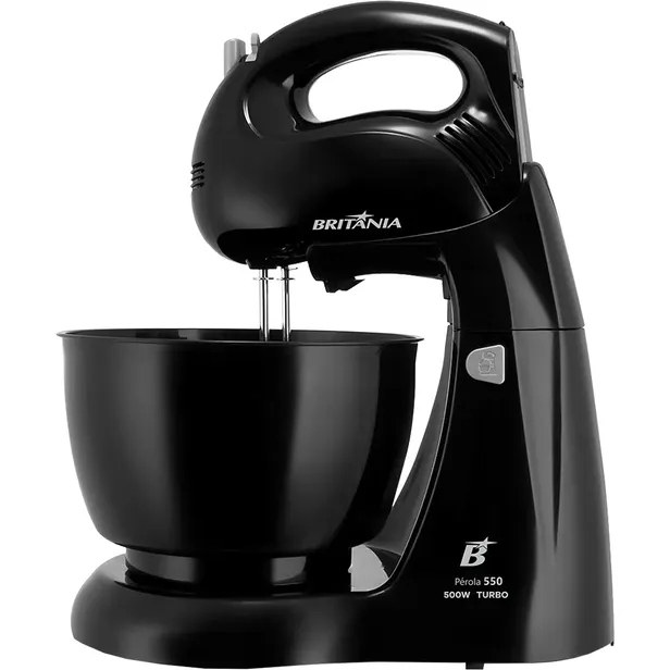 Batedeira Britania Pérola 550 Turbo 500W 110V 4 Velocidades Preto