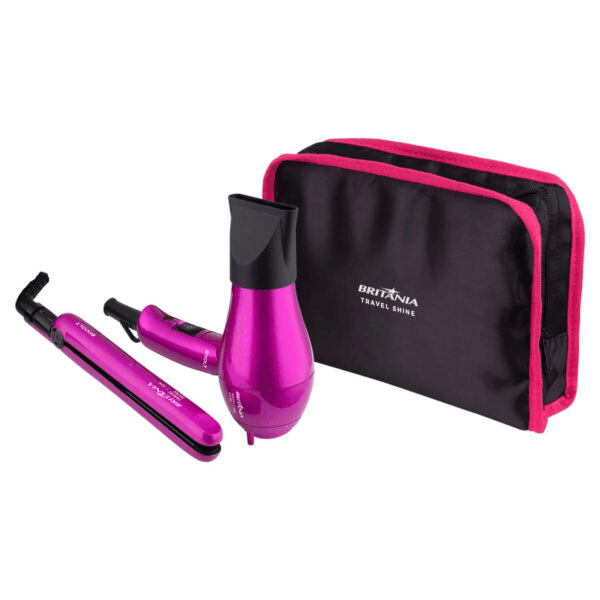 Kit Britania Travel Shine Secador 1000W + Alisador Shine Bivolt