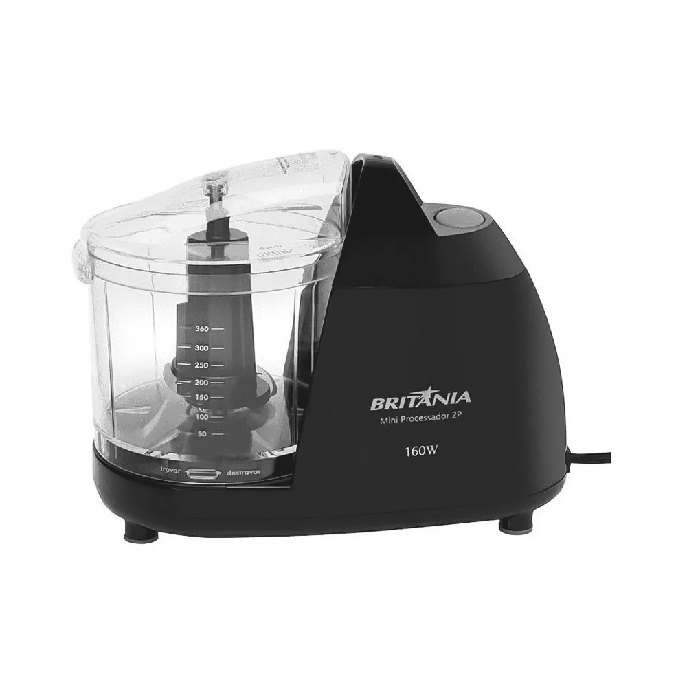 Mini Processador Britania 2 Velocidades 160W/360ml 220V Preto