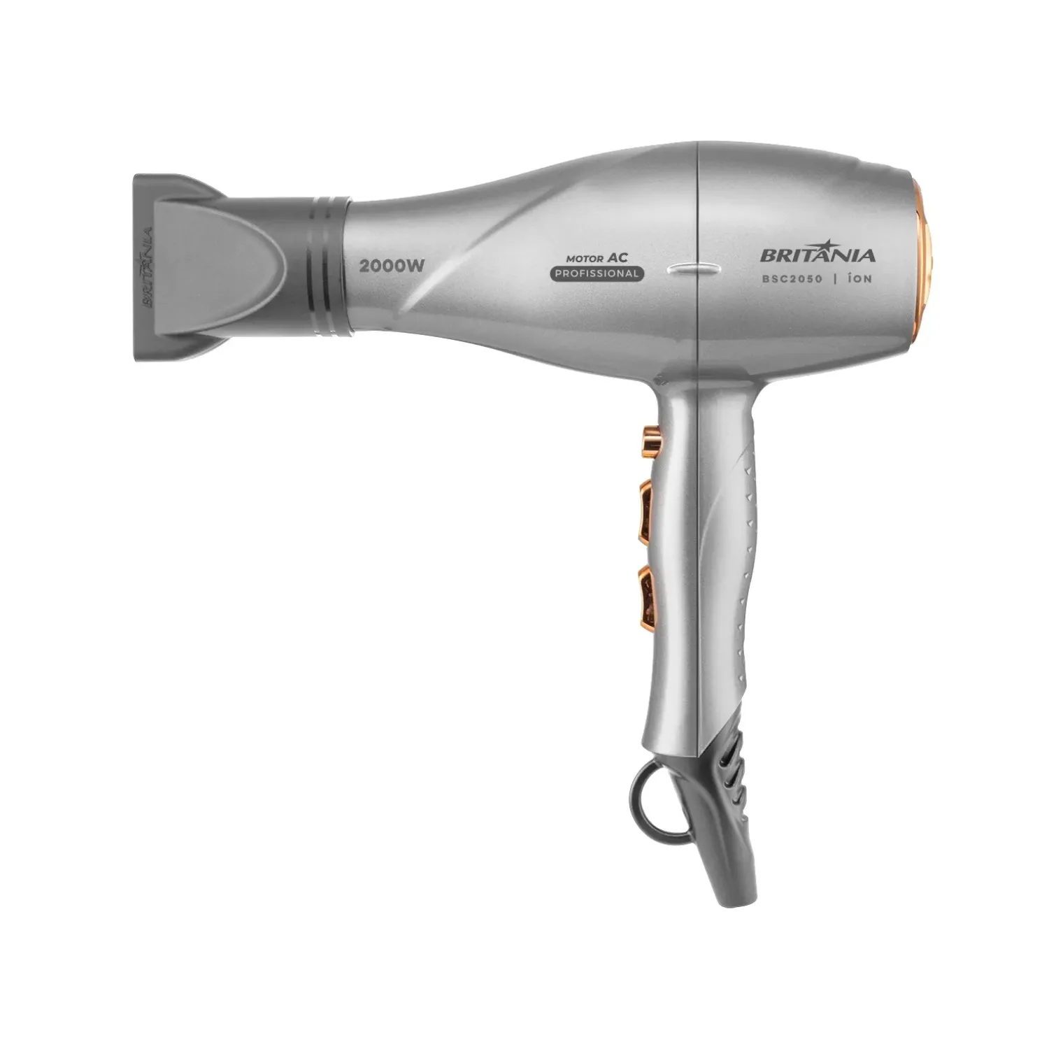 Secador de Cabelo Britania Bsc2050 Motor Ac 3 Temp/2 Vel/2000W/220V Prata
