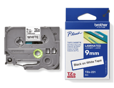 Fita Rotuladora Brother Tze221 9MM Preto/Branco