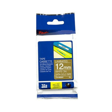 Fita Rotuladora Brother Tzemq835 12mmx5m Branco/Dourado