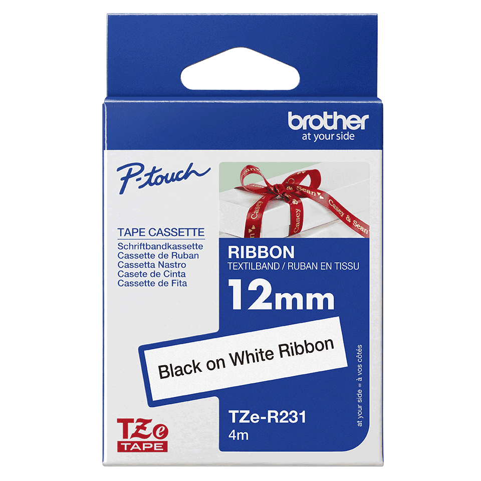 Fita Rotuladora Brother Tzer231 12MM Preto/Branco
