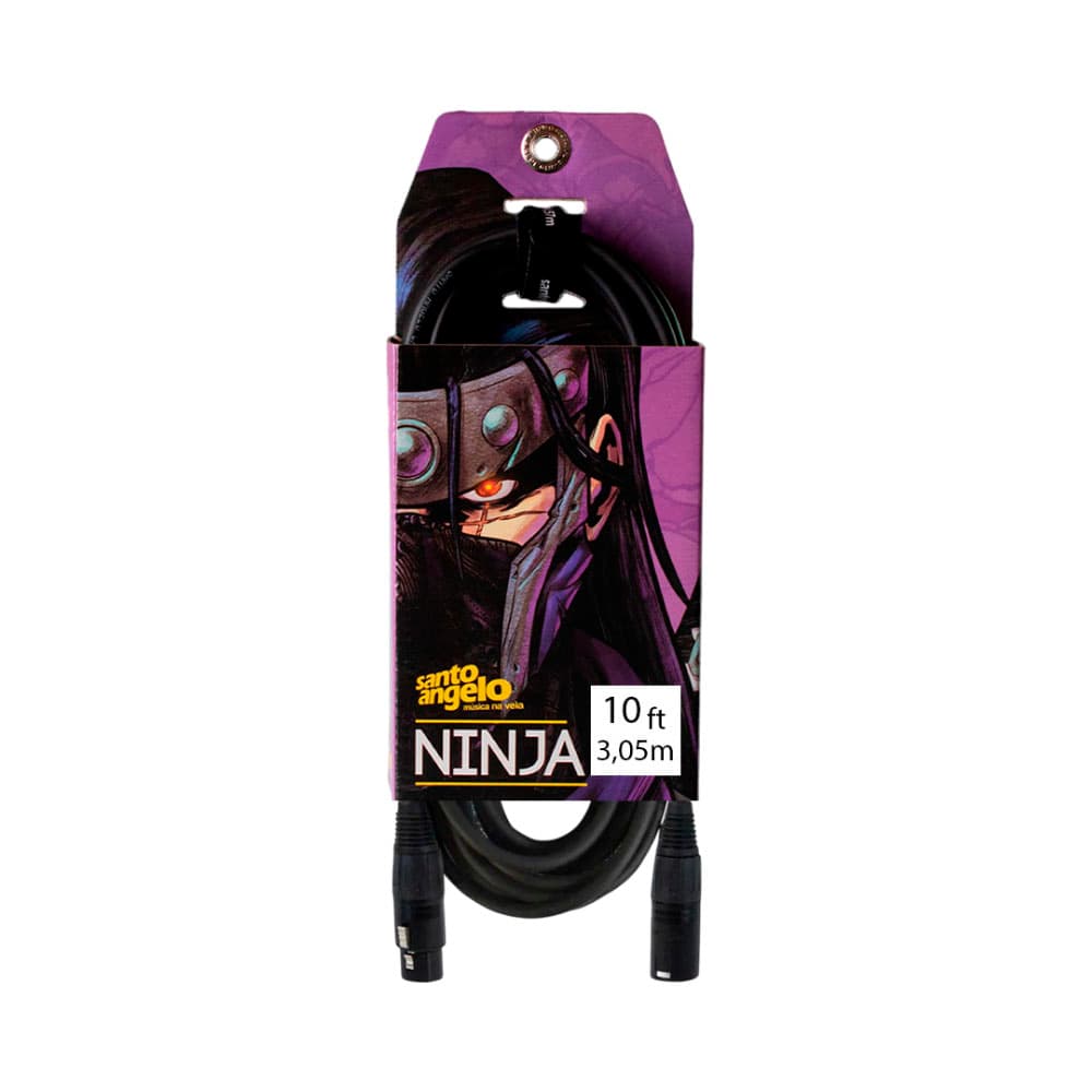 Cabo de Microfone Santo Angelo 10FT Ninja Lw Xlr A Xlr 3.05M Preto