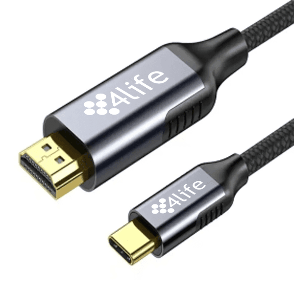 Cabo 4Life Fl-HD01 USB-C / HDMI de Nylon Cinza