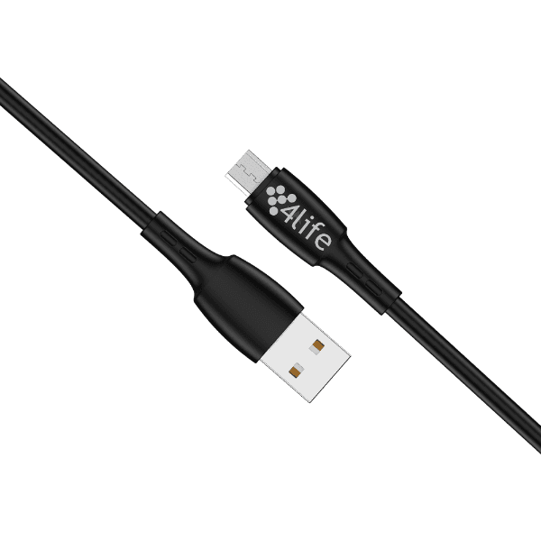 Cabo 4Life USB-A / Micro-USB 1 Metro 5V 3A Preto