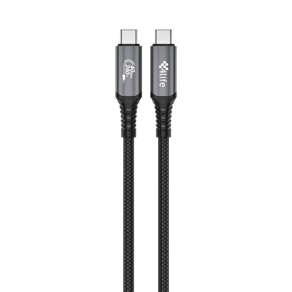 Cabo 4LIFE USB-C / USB-C (FL240U4GY) 1 Metro / 240W - Cinza