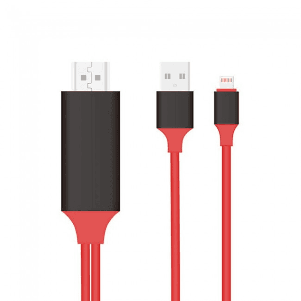Cabo Adaptador 3 Em 1 HDTV / Lightning / HDMI 2 Metros ONT-7575S - Vermelho