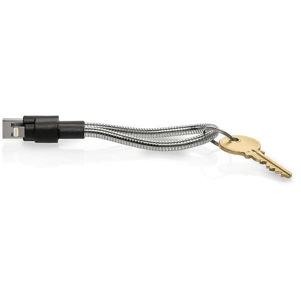 Cabo Fuse Chicken USB-Lightning Titan 22CM Aço Flexível de Camada Dupla Prateado