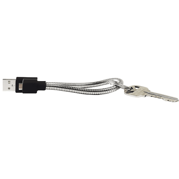 Cabo Fuse Chicken USB-MicroUSB Titan 22CM Aço Flexível de Camada Dupla Prateado