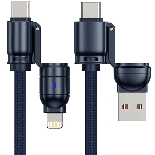 Cabo G-Tide Bullet Power Wc155-5 4 Em 1 USB-C + Lightning + USB 1.5 Metros Nylon Azul