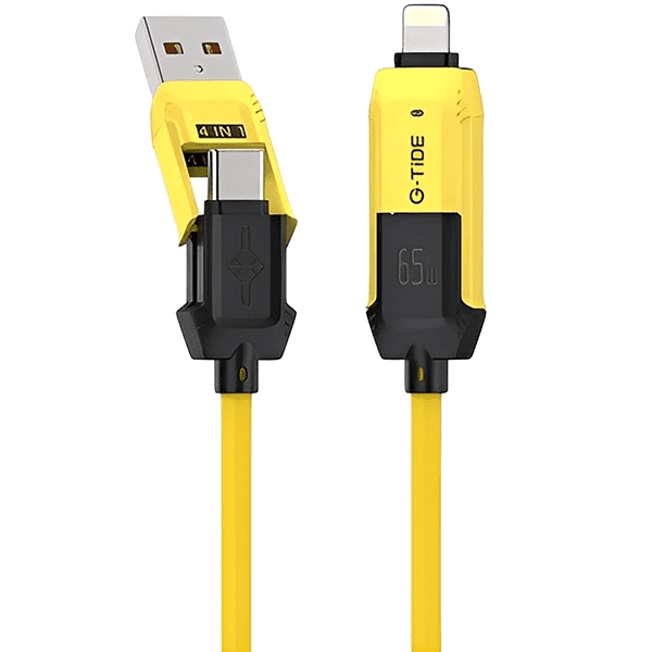 Cabo G-Tide Vida Colorida Pc155-3 4 Em 1 USB-C + Lightning + USB 1.5 Metros Pvc Amarelo