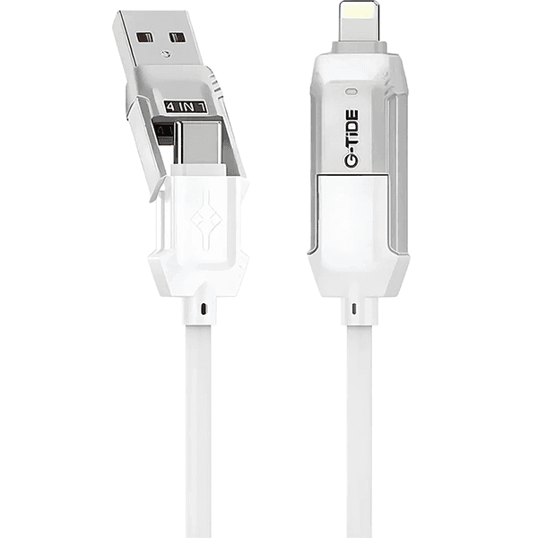 Cabo G-Tide Vida Colorida Pc155-3 4 Em 1 USB-C + Lightning + USB 1.5 Metros Pvc Branco