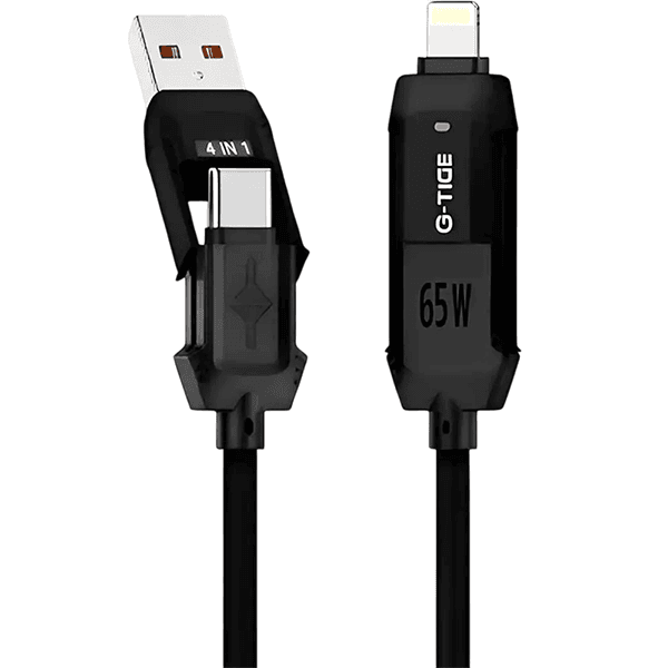 Cabo G-Tide Vida Colorida Pc155-3 4 Em 1 USB-C + Lightning + USB 1.5 Metros Pvc Preto