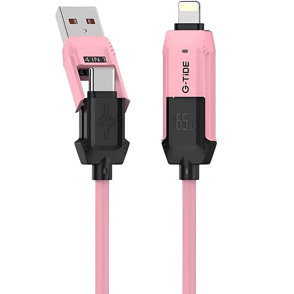 Cabo G-Tide Vida Colorida Pc155-3 4 Em 1 USB-C + Lightning + USB 1.5 Metros Pvc Rosa