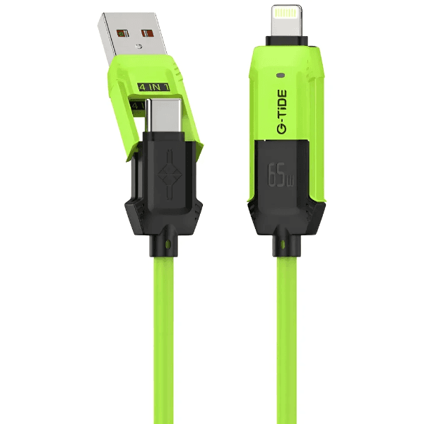 Cabo G-Tide Vida Colorida Pc155-3 4 Em 1 USB-C + Lightning + USB 1.5 Metros Pvc Verde