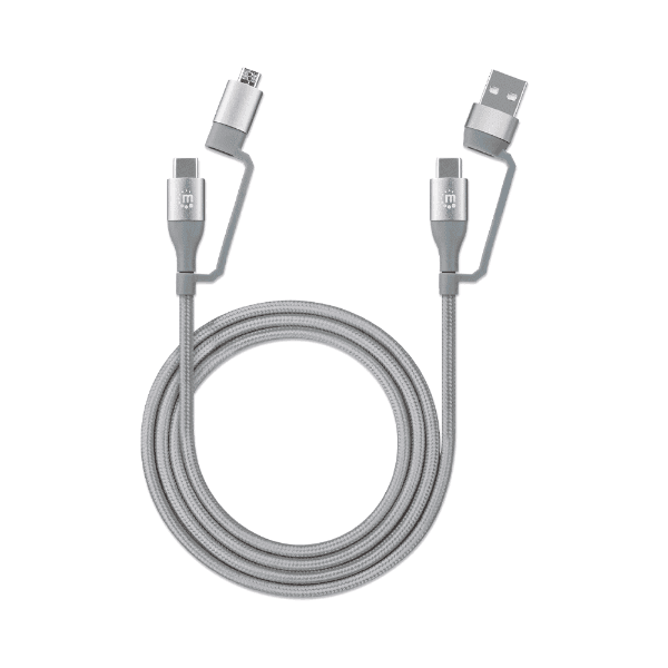 Cabo Manhattan 4 Em 1 USB-A / USB-C / Micro-USB 1 Metro Cinza