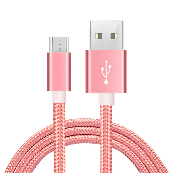 Cabo Geral W-008 USB-A para Micro-USB 1 Metro Nylon Rosa
