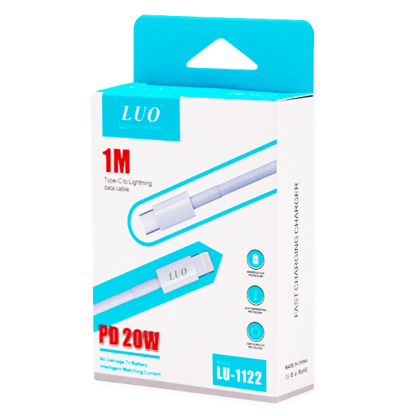 Cabo USB-C/Lightning Luo Lu-1122 1 Metro 20W Branco