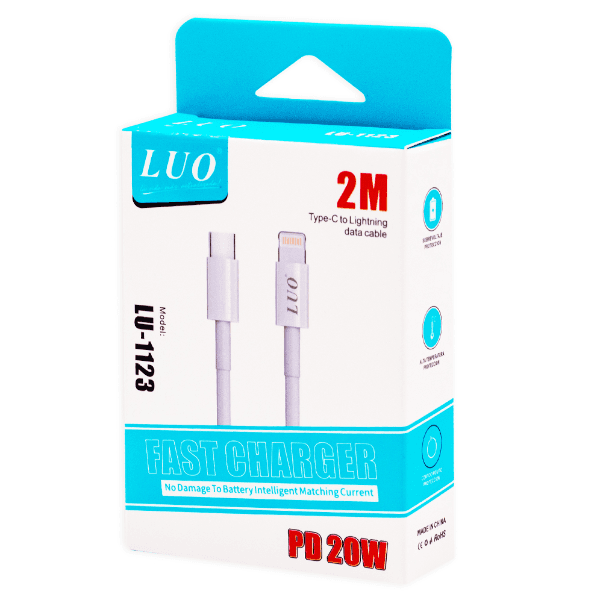 Cabo USB-C/Lightning Luo Lu-1123 2 Metros 20W Branco