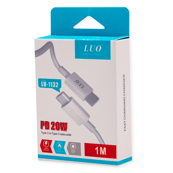 Cabo USB-C/USB-C Luo Lu-1132 1 Metro 20W Branco